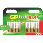 ��������� GP Super LR06/AA 1,5V/15A ������� 16��/��( 8+8) GP 15A8/8-2CRD16